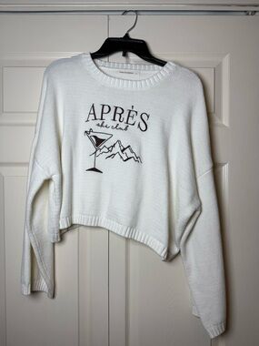 Moon & Madison APRÈS ski club cropped knit sweater